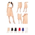 thumbnail image 6 of Women's Solid A-line Casual High Waist Bow Tie Belted A Line Midi Knee Length Skirts, 6 of 6