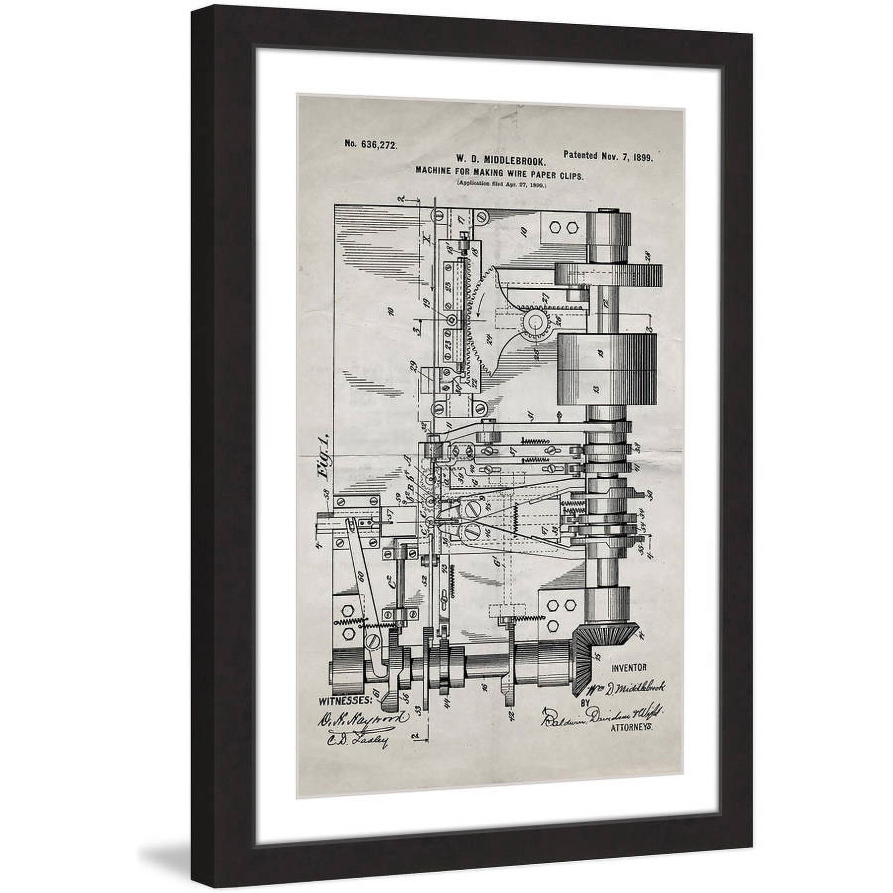 "Paper Clip 1899 Old Paper" Framed Painting Print