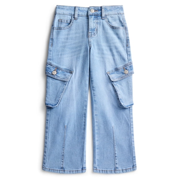 Gogo Star Girls Oversized Wide Leg Cargo Jeans, Size 5–18