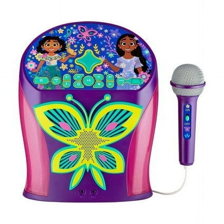 eKids Disney Encanto Karaoke Machine with Wired Microphone and Easy Access to Disney Playlists