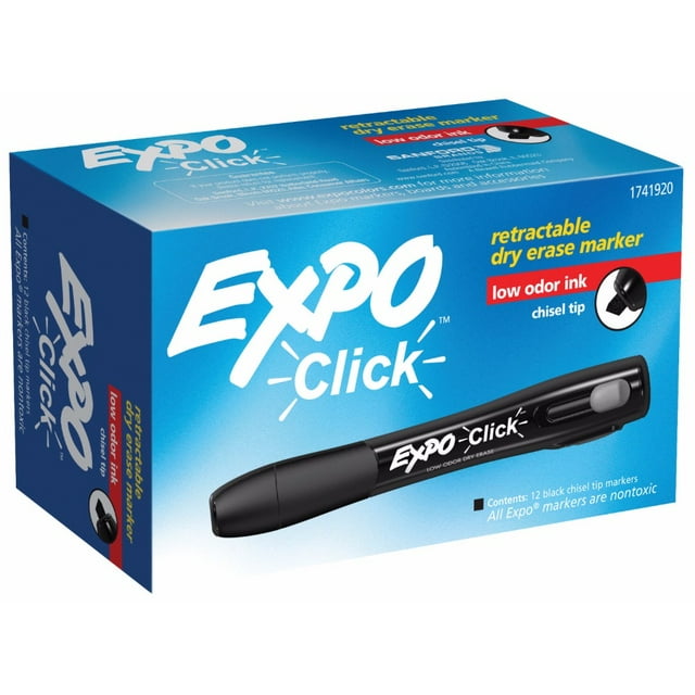 Expo 1296243 Black Click Bold Low Odor Retractable Dry Erase Marker