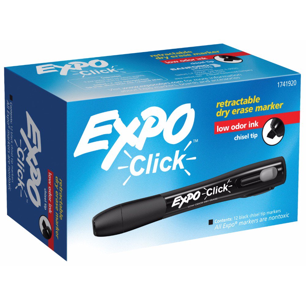 Expo 1296243 Black Click Bold Low Odor Retractable Dry Erase Marker