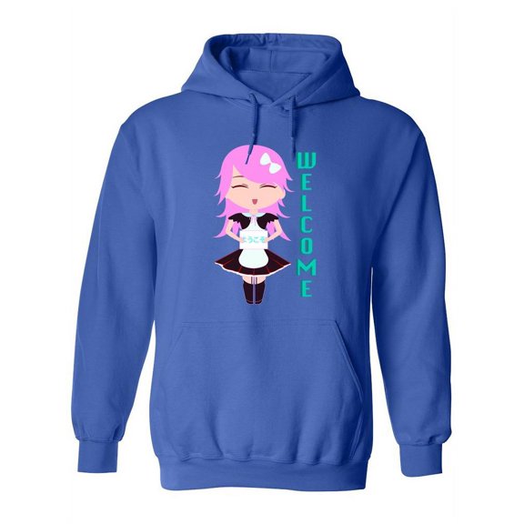 Kawaii Girl Welcome Hoodie Women -SPIdeals Designs, Female Large