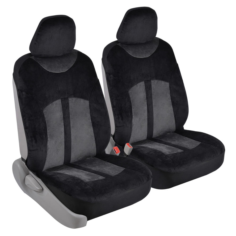 Velvety Smooth Soft Velour 2pc Car Seat Covers for Front Bucket Auto