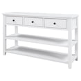 thumbnail image 1 of 50 Inch Mid-Century Console Table with 3 Drawers & 2 Shelves, Retro Sofa Table Solid Wood Frame for Entryway, Living Room, Hallway, 1 of 9