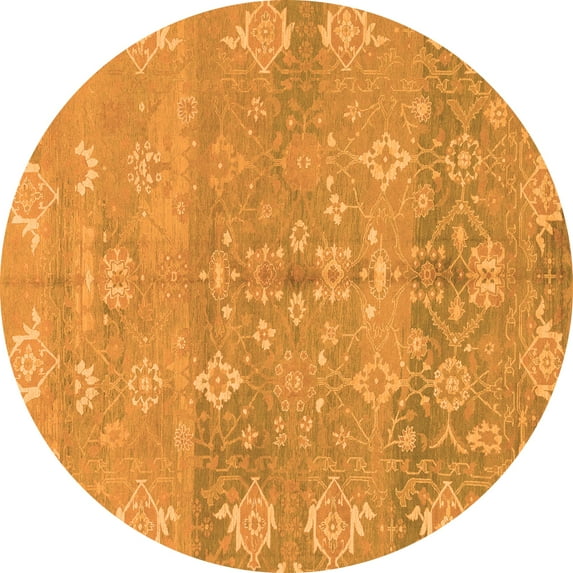 Ahgly Company Indoor Round Oriental Orange Traditional Area Rugs, 3' Round