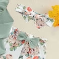 thumbnail image 6 of CAUYDY 0 3 6 Months Cute Baby Girl Clothes Long Sleeve Floral Romper Set 4Pcs Newborn Infant Picture Outfit Girls Fall Winter Preemie Layette Set (Sizes Newborn,Green), 6 of 7
