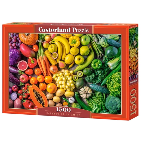 1500 Piece Jigsaw Puzzle, Rainbow of Vitamins, Vibrant Healthy Kitchen Art Brain Teaser, gradient jigsaw, Adult Puzzle, Castorland C-152124-2