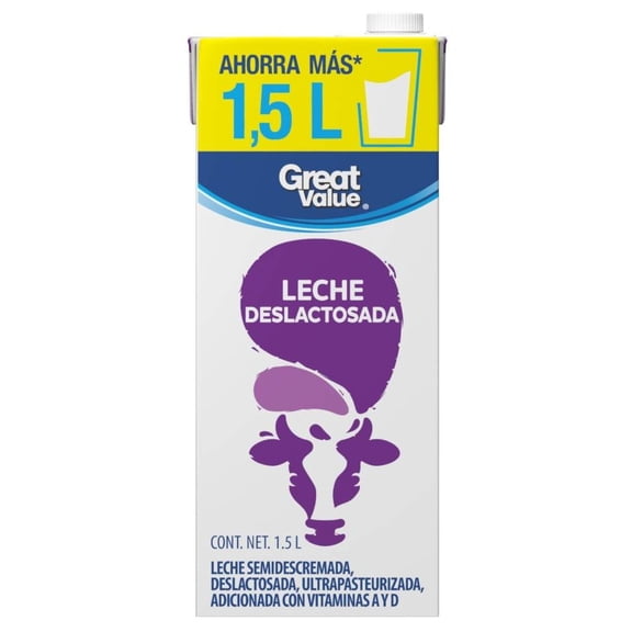 Leche Great Value Deslactosada 1.5 Lts