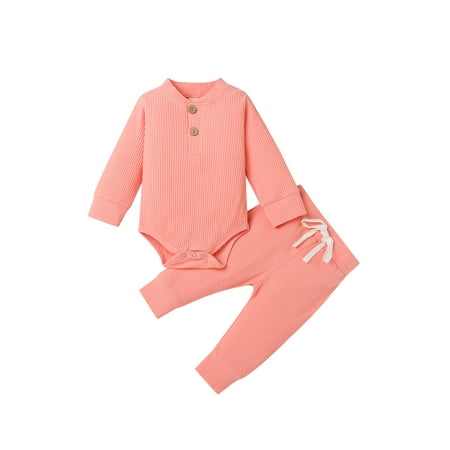 

FOCUSNORM Baby Boys Autumn Winter Sets Infant Long Sleeve Ribbed Knitted Bodysuits Tops+Elastic Pants