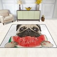 thumbnail image 3 of SKYSONIC Lightweight Soft Area Rugs Funny Pug Dog Eating Watermelon Floor Mat for Kids Playing Room Hardwood Floor Living Room 63x48 inch Nursery Rugs, 3 of 6