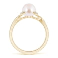 thumbnail image 2 of Angara Japanese Akoya Cultured Pearl Crossover Shank Engagement Ring in 14K Yellow Gold for Women | June Birthstone Jewelry for Her, 2 of 8