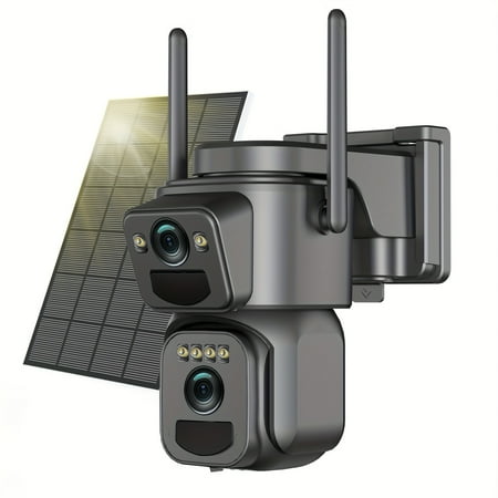 IP66 Waterproof [10x Zoom] 360-degree Low-power CCTV Solar Panel Battery 2K WiFi Camera With Spotlight Alarm, Motion Detection, Color Night Vision, Two-way Audio