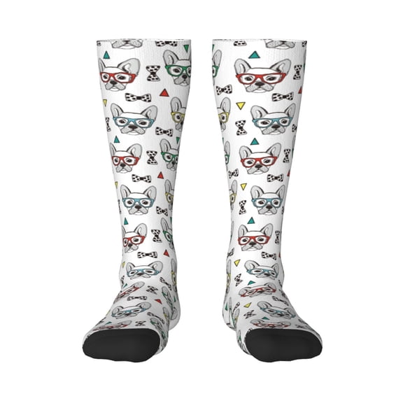Naloa Cute French Bulldog Thigh High Socks Extra Long Stretchy Sock Women Over Knee High Opaque Stocking Daily Wear