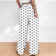 thumbnail image 6 of Danhjin Women's Polka Dot Pants Wide Leg High Elastic Waist with Drawstring Print Fashion Flowy Palazzo Loose Vacation Trousers, 6 of 6