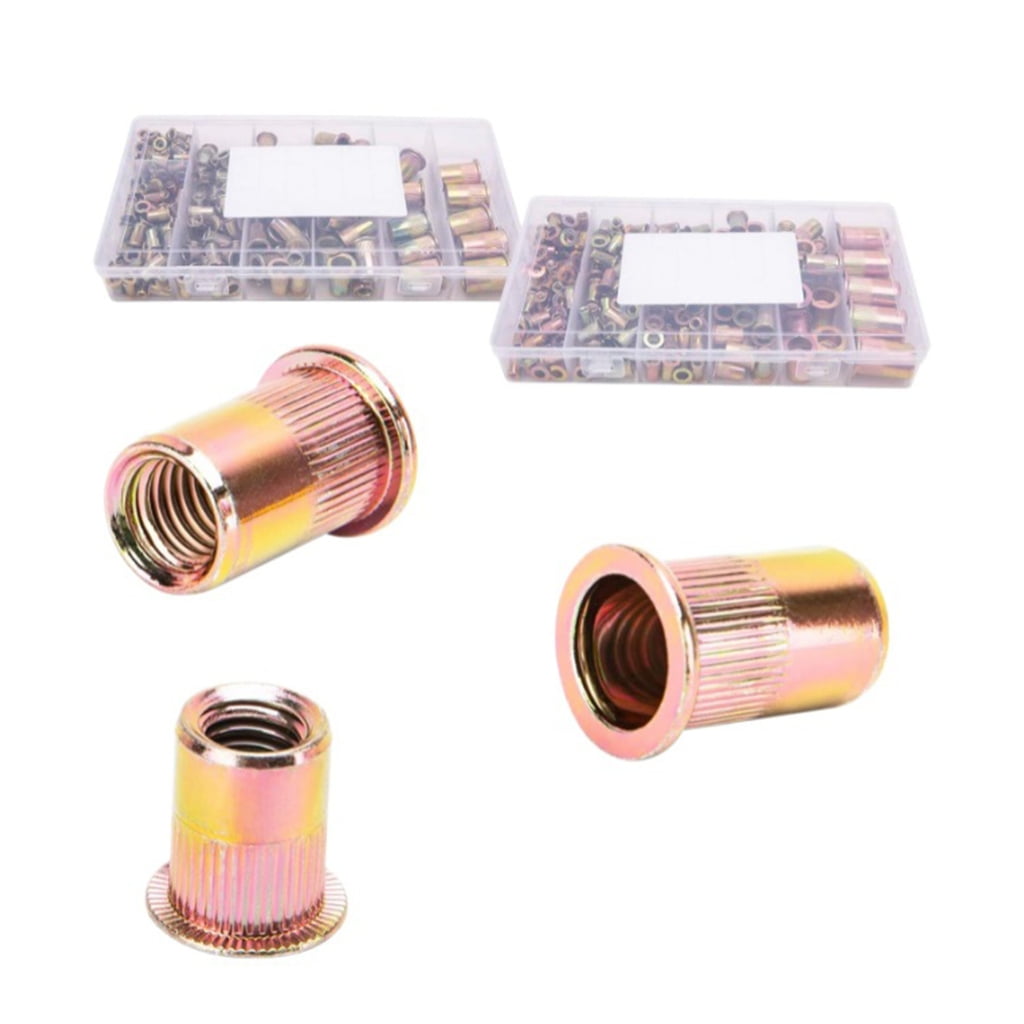TIERPOP Practical Sturdy Carbon Steel Rivets Nut 400Pieces Assorted Size Portable Accessory for Craft Projects and Repairs