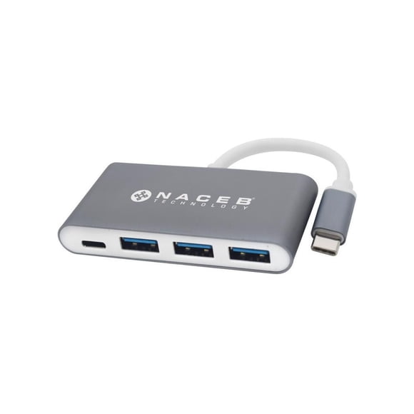 Naceb Technology Hub USB-C Macho - 3x USB-A Hembra, 1x USB-C Hembra, Plata Naceb Technology NA-0112