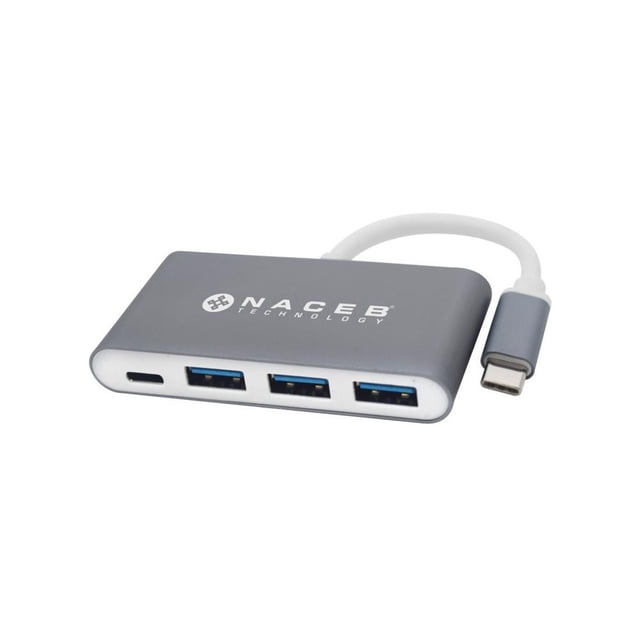 Naceb Technology Hub USB-C Macho - 3x USB-A Hembra, 1x USB-C Hembra, Plata Naceb Technology NA-0112