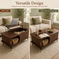 thumbnail image 3 of FFH 39.37" Wood Coffee Table, Lift Top Dining Center Table with Hidden Compartment and Large Storage Shelf for Home, Office, Walnut, 3 of 7