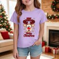 thumbnail image 2 of sdbrld Girls Christmas Shirts Kids Short Sleeve Xmas Ugly Graphic Tees Gift for Children Purple Sizes 2-3 Years, 2 of 4