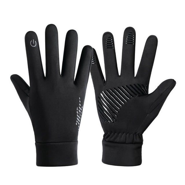 Guantes de invierno con función de pantalla táctil, antideslizantes, para escalada en montaña nevada. Negro L