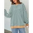 thumbnail image 2 of PRETTYGARDEN Womens Striped Oversized Sweatshirt Color Block Crew Neck Long Sleeve Casual Loose Pullover Top Y2K Clothes, 2 of 9