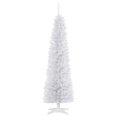 thumbnail image 1 of 6ft White Artificial Christmas Tree | Slim Pencil Style Holiday Decor | Indoor Living Room & Entryway Tree with Stable Plastic Base, 1 of 7