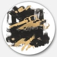 thumbnail image 1 of Designart 'Gold and Black drift I' Glam Metal Circle Wall Art, 1 of 3