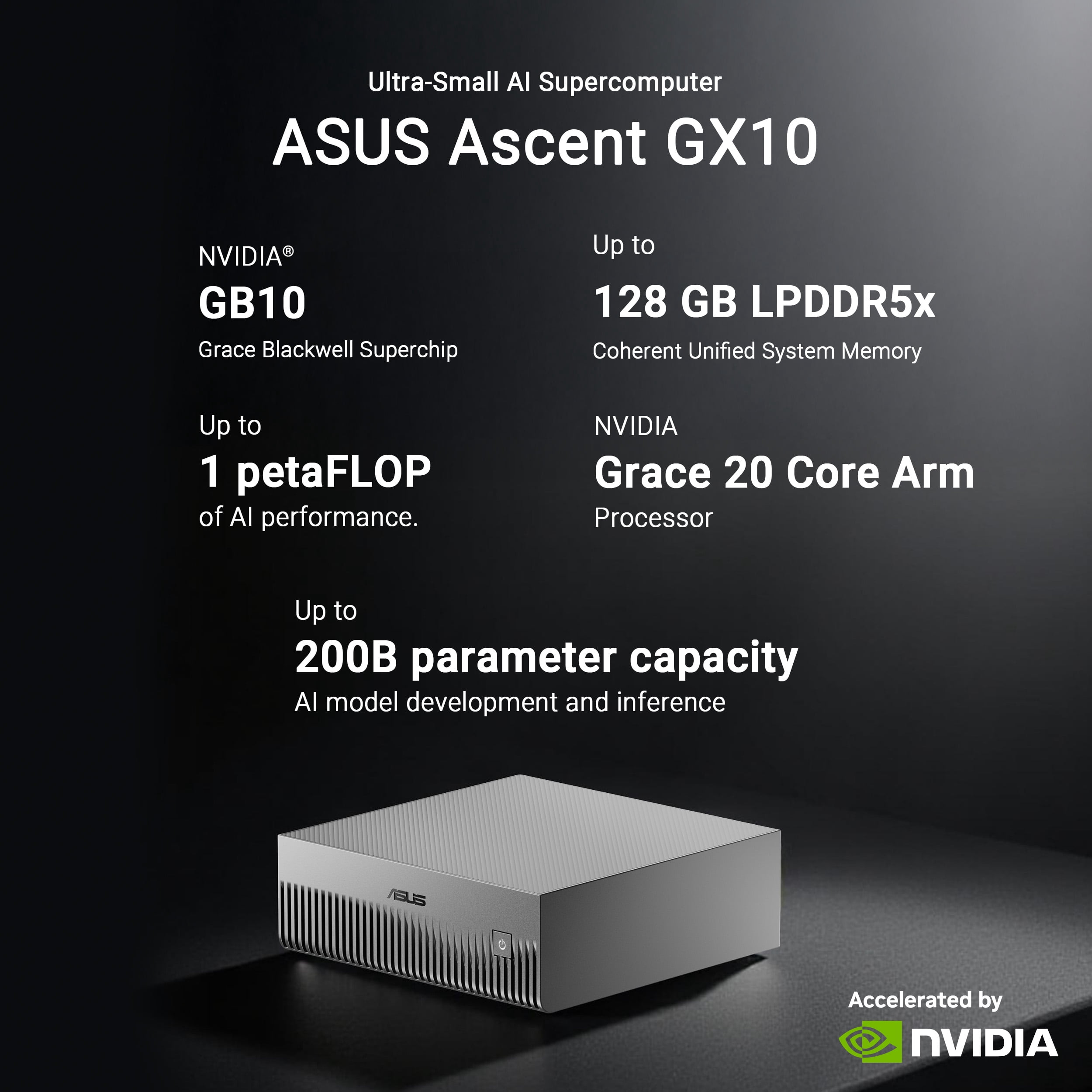 ASUS Ascent GX10 Personal AI Supercomputer with NVIDIA GB10 Grace