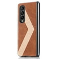 thumbnail image 3 of Dteck Shockproof Case for Samsung Galaxy Z Fold 4 7.6" 2022 Release, Leather Texture Surface Anti-drop Anti-fngerprint Support Wireless Charging Slim & Light Luxury Fashion Case , Brown, 3 of 13