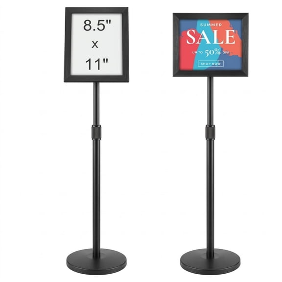 8.5 x 11 Inch Pedestal Sign Holder, Adjustable Vertical & Horizontal Poster Stand with Heavy Duty Round Base