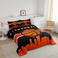 thumbnail image 3 of YST Boys Sport Comforter Sets Queen Basketball Bedding Set for Kids Teens Adults, Black Orange Bedding Comforter Sets Gamer Game Duvet 3pcs, 3 of 6