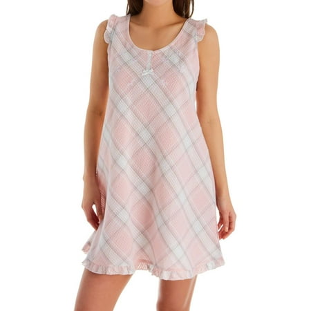 

Women s Miss Elaine 224609 Seersucker Plaid Chemise (Pink/Grey/White Plaid S)