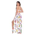 thumbnail image 3 of FORMRS Womens Long Sarong Beach Wrap Semi-Sheer Bikini Skirt Bathing Swimsuit Cover Up, Various Vegetables Pattern, 3 of 7