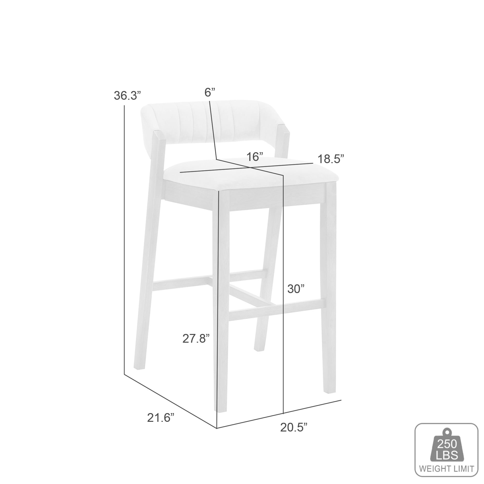Landyn 30 in. Sepia Brown Bar Height Rubberwood Barstool with Ecru Fabric Seat - Set of 2