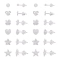 thumbnail image 2 of 1box 60 sets 6 style Star & Flower & Bowknot & Heart & Clover & Ball Tiny Resin Stud Earrings with Ear Nut for Women WhiteSmoke 4~14x3~7mm Pin: 0.8mm 10 sets/style, 2 of 8