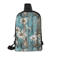 thumbnail image 3 of Chest Bag Dual Pocket 11.8×7.7×2.4in Waterproof Double-Pocket Large Capacity With No Inner Pouch Pockets And Double Drawstrings Turquoise Wood Farmhouse Sunflowers (11), 3 of 8