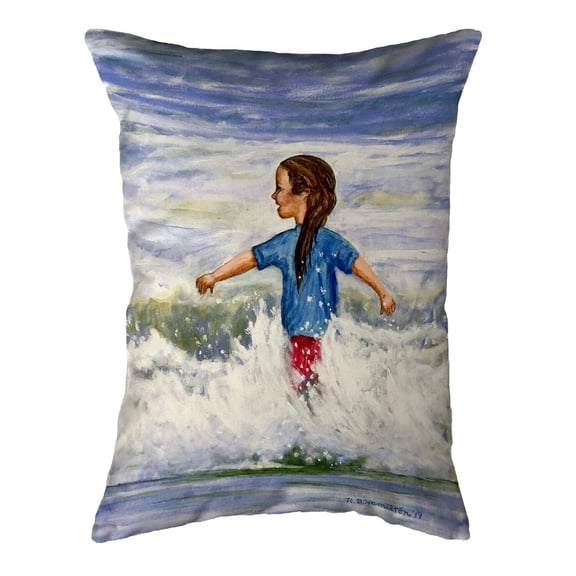 Betsydrake NC1156 16 x 20 in. Girl in Surf No Cord Pillow
