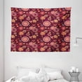 thumbnail image 1 of Red and Brown Tapestry, Vintage Rich Foliage Pattern Ornamental Spring Flowers and Circles, Wall Hanging for Bedroom Living Room Dorm Decor, 80W X 60L Inches, Maroon Orange Yellow, by Ambesonne, 1 of 2