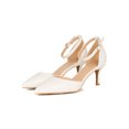 thumbnail image 5 of Women Leatherette Pointy Toe Ankle Strap Kitten Pump Heel 18781, 5 of 6