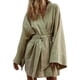 thumbnail image 1 of Minnieouse Vestido de noche de algodón y lino para mujer, de manga larga, transpirable, bonito, adelgazante, para chicas, ropa de dormir, Vestidos Verde SG, 1 of 6