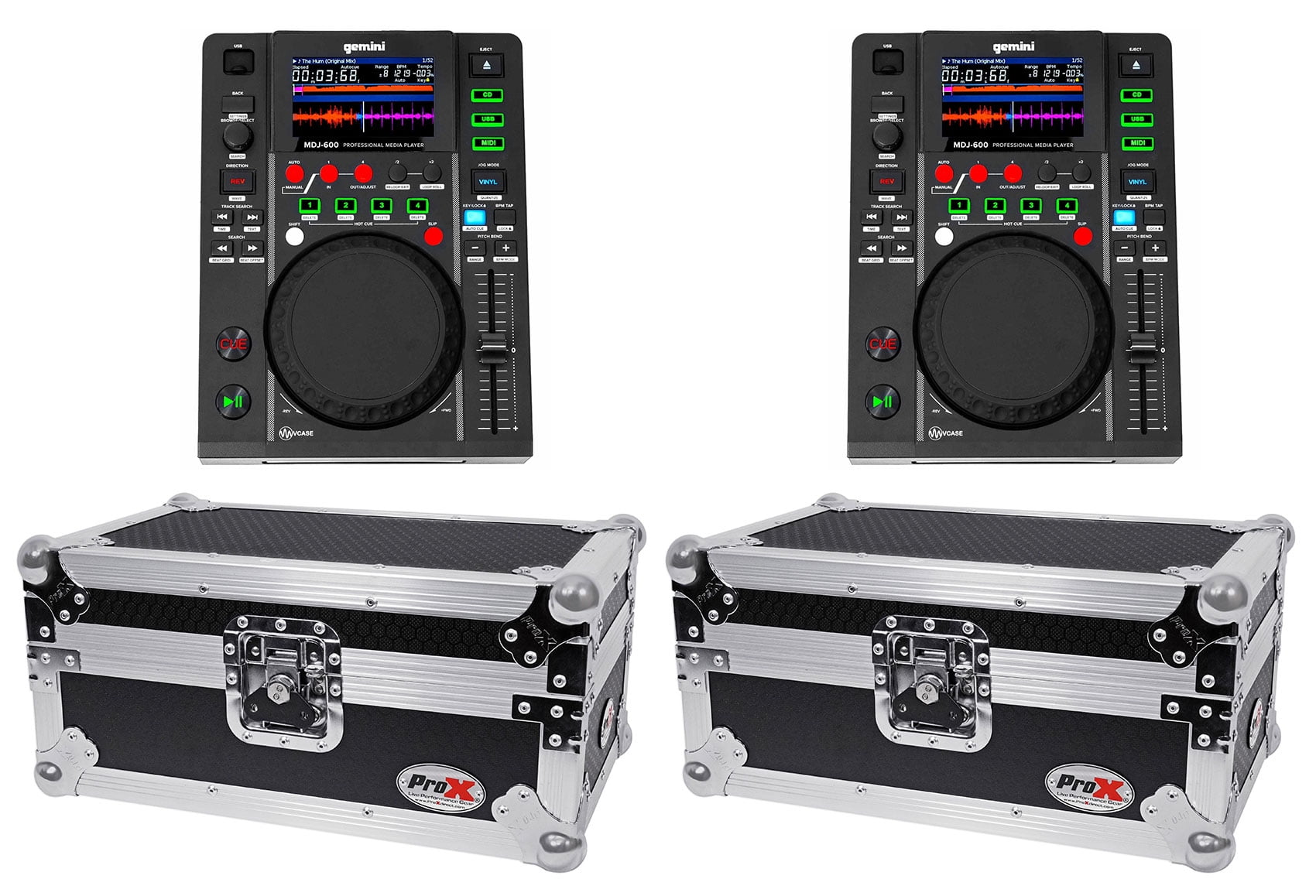 2) Gemini MDJ-600 Tabletop USB/CD Media Players DJ MIDI