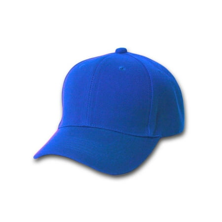Plain Fitted Curve Bill Hat, Royal Blue 7 1/2
