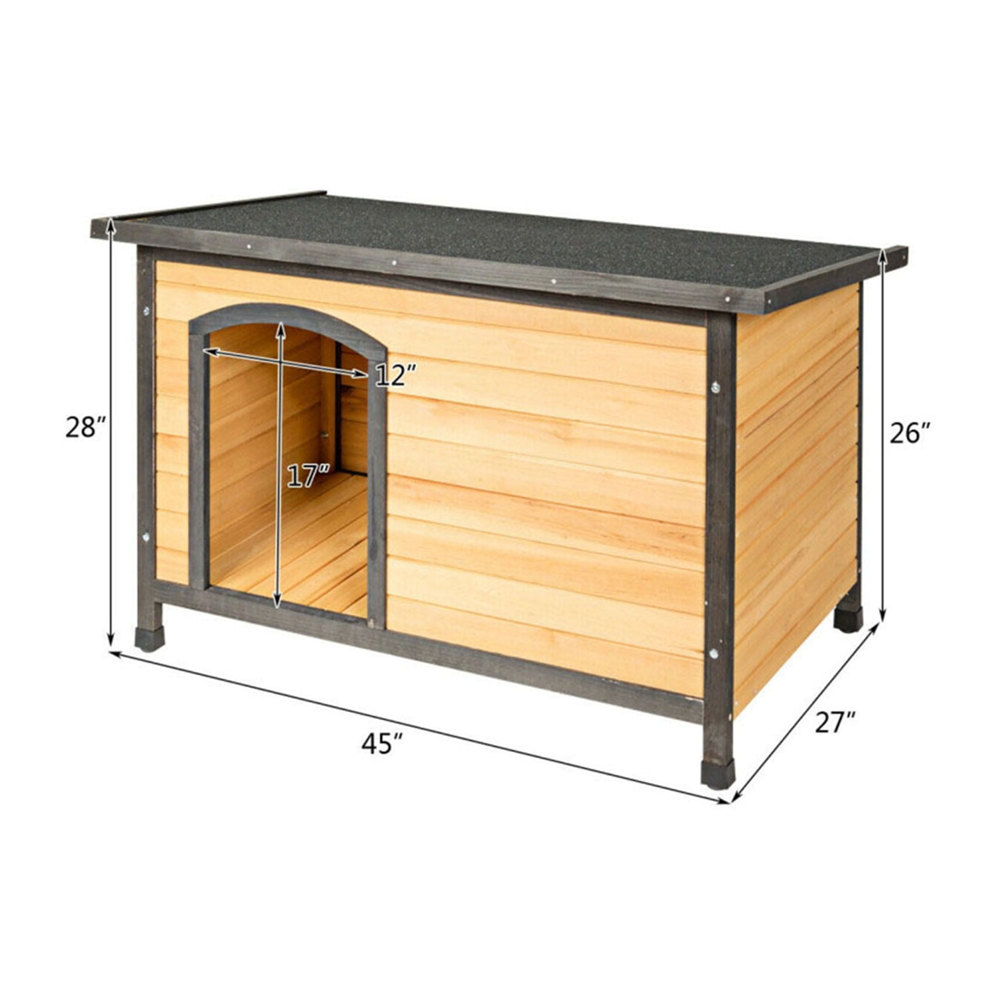 Pefilos 45" Outdoor Wood Dog Houses with Hinged Roof for Medium Dogs, Weatherproof Pet Cat House, Removable Floor, Beige Pefilos 45" Outdoor Wood Dog Houses with Hinged Roof for Medium Dogs, Weatherproof Pet Cat House, Removable Floor, Beige