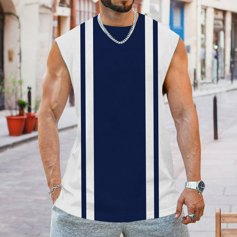 Men Spring Summer Casual Sleeveless Tank Top T Shirts Men Loose Vest Tee  Fashion