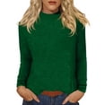 thumbnail image 2 of HLKJKLS Long Sleeve Shirts For Women Casual Round Neck Long Sleeve Fall Fashion Tops Blouses Loose Fit Polyester Spandex Green S-3Xl, 2 of 7