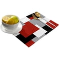 thumbnail image 2 of Abstarct Color Block Indoor Placemats Set of 6, Red Black Grey, Non-Slip/Wipe Clean Linen Dining Table Mat Set, Heat-Resistant Table Liner for Holiday/Party/Outdoor, Table Decoration, 2 of 6