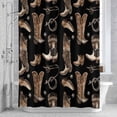thumbnail image 3 of Cowboy Boots Watercolor Style Shower Curtain for Bathroom Decor, Vintage Western Desert Waterproof Fabric Shower Curtain, 60"x72" Set with 12 Hooks, 3 of 9