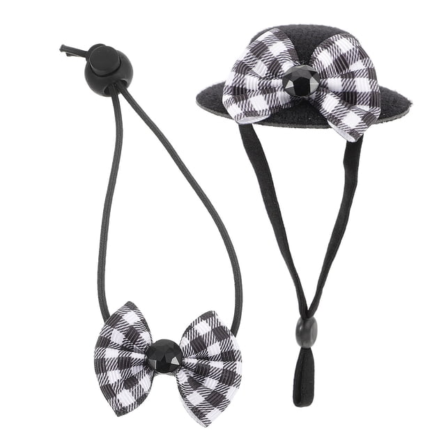 WEUVEB 1Jgo Sombrero Y Corbatín Negro Para Mascotas Pequeñas En Fiestas Y Eventos
