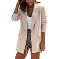thumbnail image 2 of Bmisegm Womens Long Sleeve Double Coat Coat Blazer Jacket Women's Casual Jackets Beige L, 2 of 6
